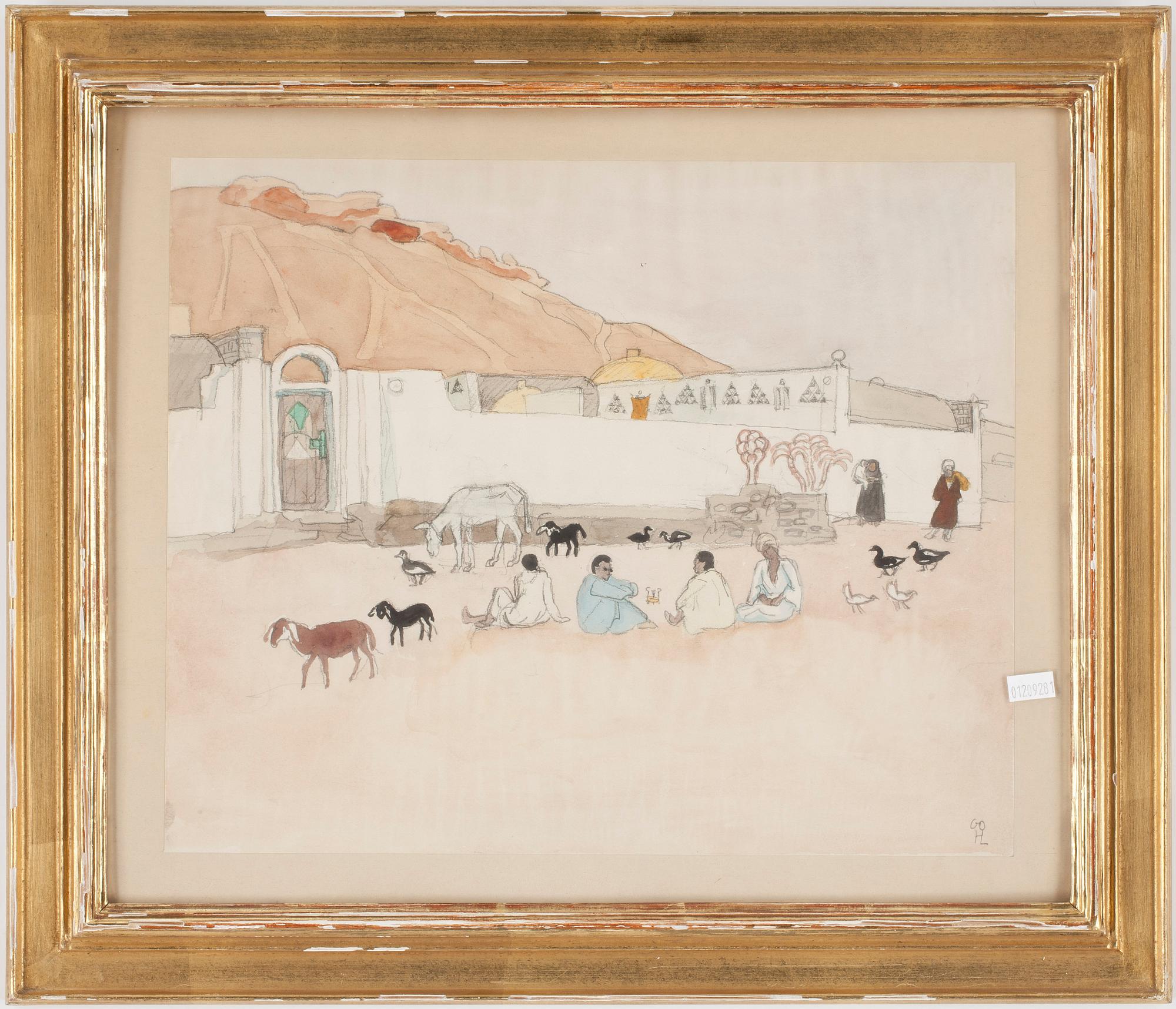 HILDING LINNQVIST, akvarell, monogramsign o dat 60.