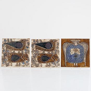 Lisa Larson, a set of three wall plaques, Gustavsberg, Sweden.