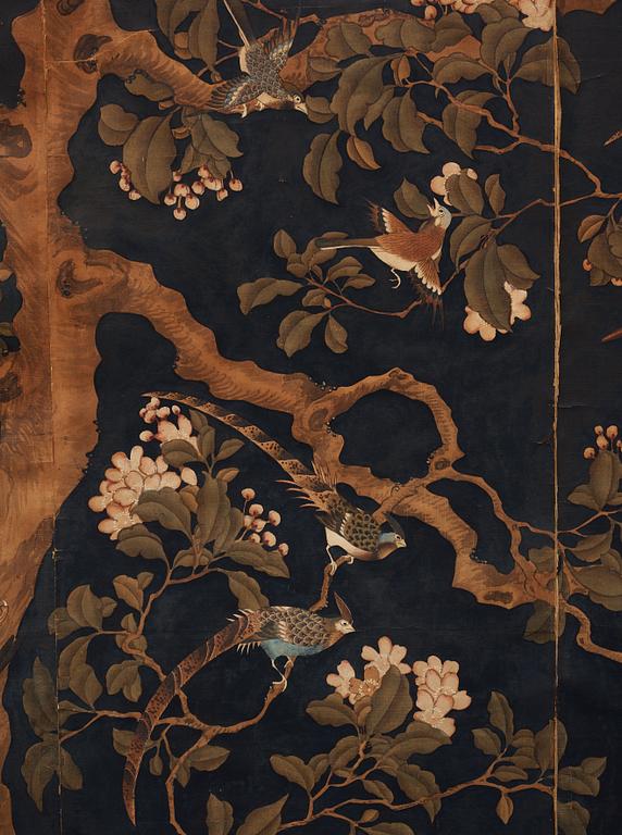 A Chinese wall paper, gouache on paper, Qing dynasty (1644-1912).