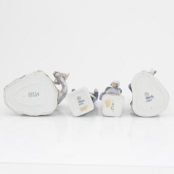 Figuriner 4 st, porslin, Royal Copenhagen (2) och Bing & Gröndahl (2).