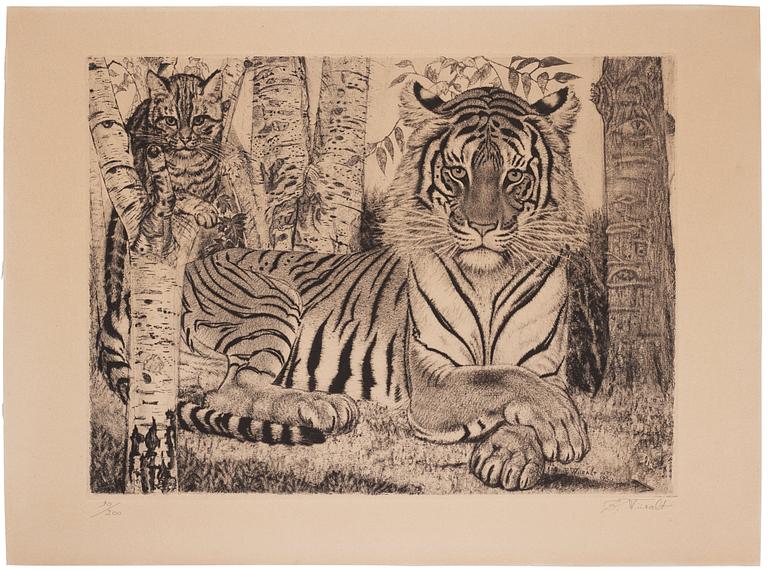 Eduard Wiiralt, "Reclining tiger" (Lamav tiiger).