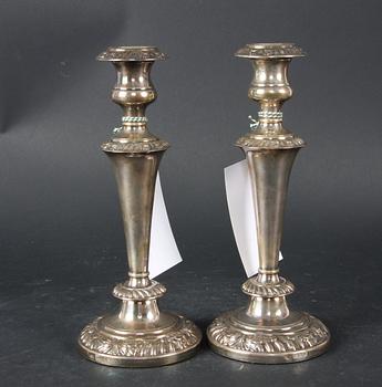 LJUSSTAKAR, ett par, silver, London, England.