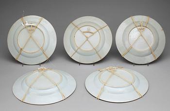 TALLRIKAR, 11 st, olika, porslin, Kina, Qianlong, 1700-tal.