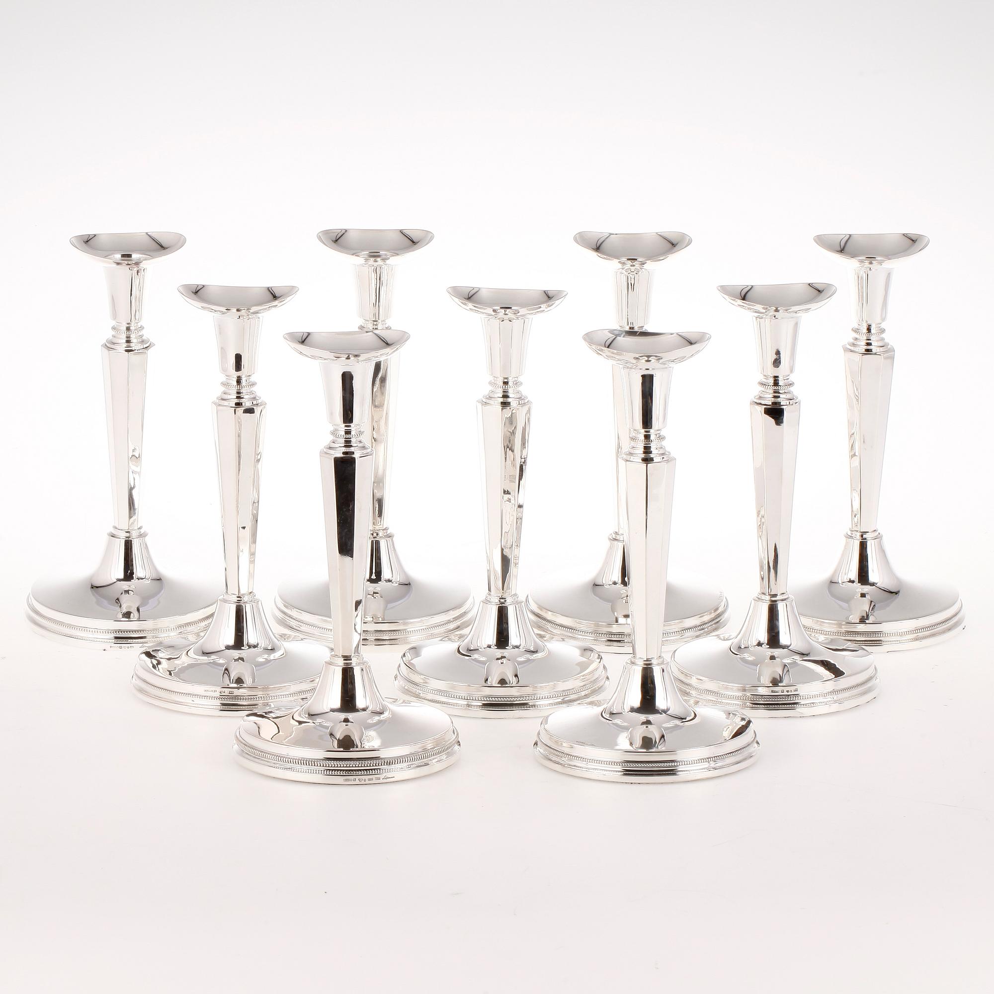 LJUSSTAKAR, 9 st, silver, Eric Löfman, MGAB, Uppsala, 1962-1976.