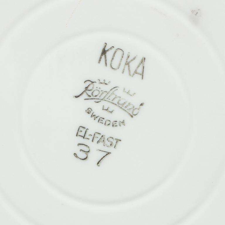 SERVISDELAR, 45 st, porslin, "Koka blå", Hertha Bengtsson, Rörstrand, 1956-88.