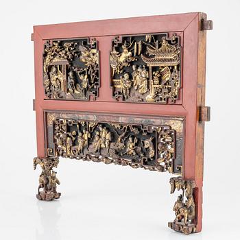 A finely carved wooden panel/part of an interior, Qing dynasty, 19th Century.