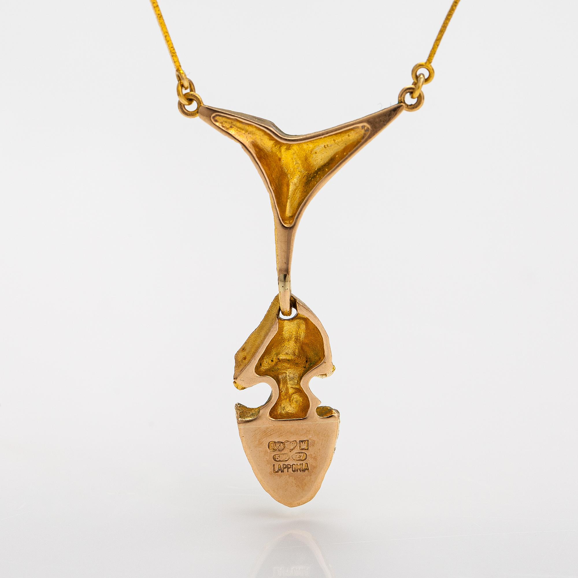 Björn Weckström,  A 14K gold and platinum necklace "Kaira". Lapponia 1977.