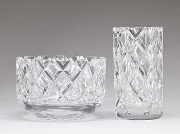 SKÅL samt VAS, glas, "Sofiero", Gunnar Cyrén, Orrefors, 1900-talets andra hälft.