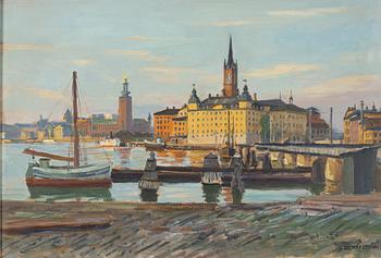 Gunnar Zetterström, Vy mot Stadshuset och Riddarholmen, Stockholm.