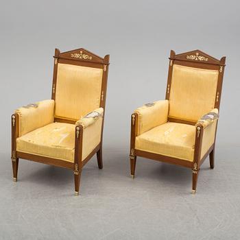 A pair of easy chairs, early 20th century.