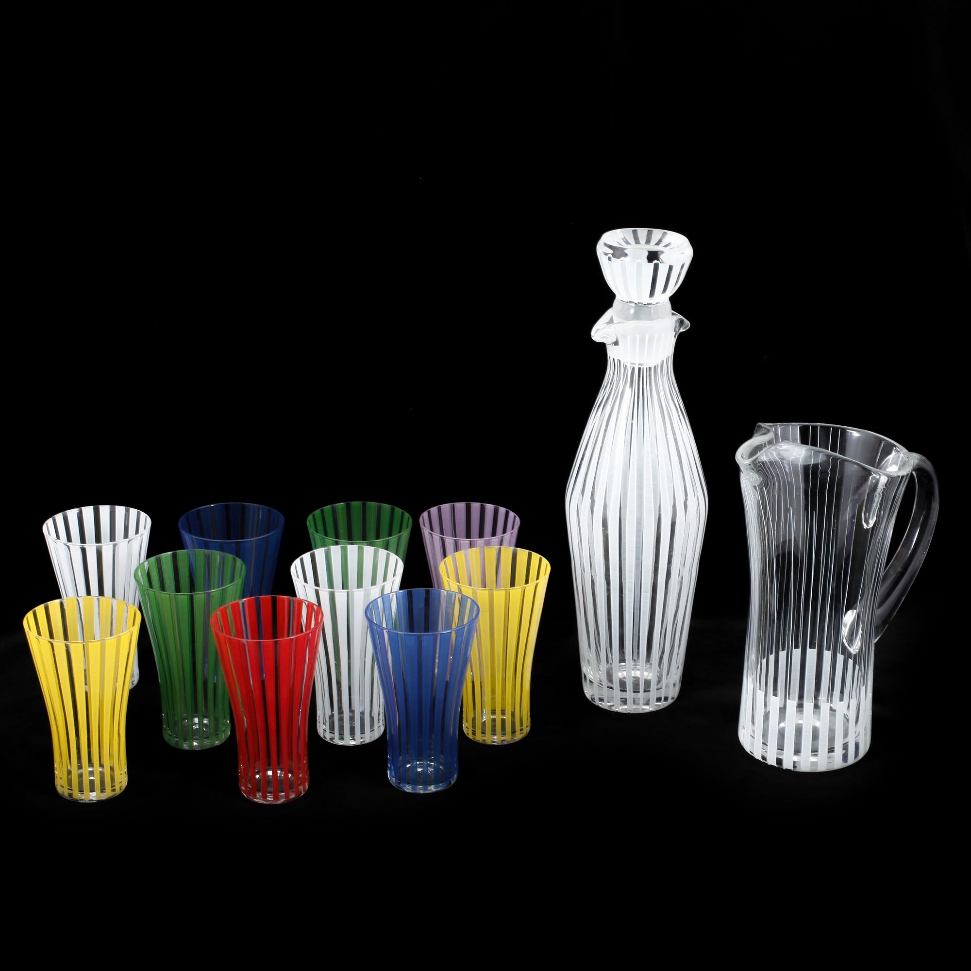 GLAS, 10 st, KANNA och KARAFF, "Strikt" Bengt Orup, Johansfors, 1900-talets andra hälft.