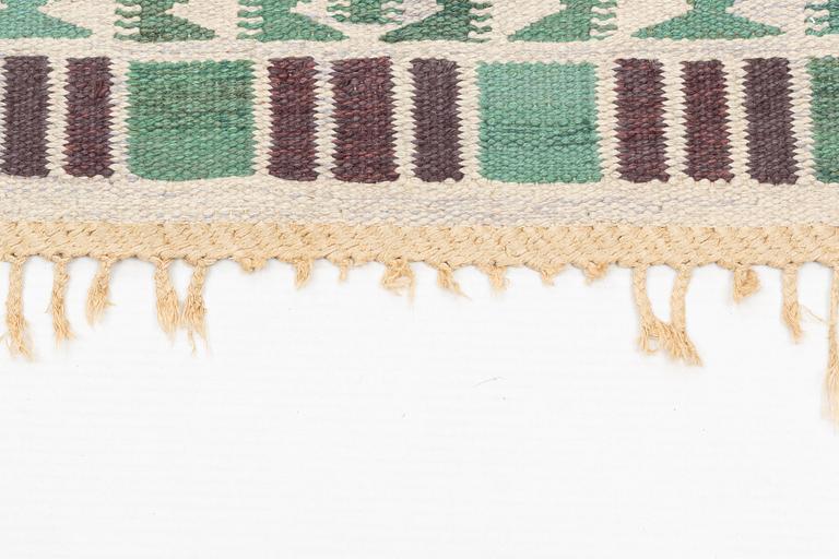 Barbro Nilsson, a carpet, "Salerno blå", flat weave, ca 348 x 153,5 cm, signed AB MMF BN.