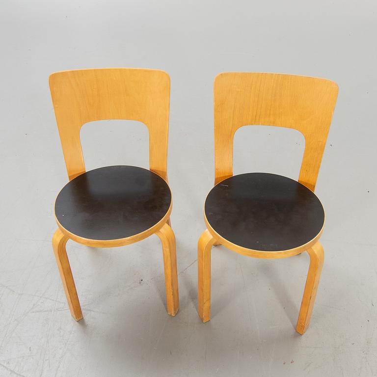 Alvar Aalto, Chairs "66", 2 pcs model 66 Artek later part of the 20th century.