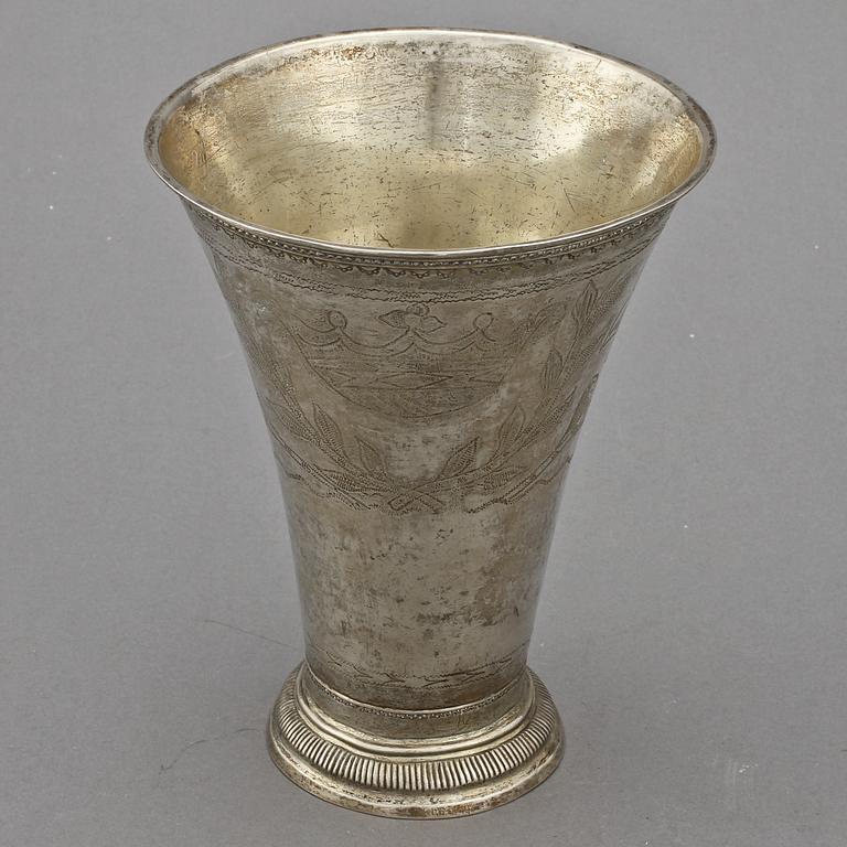 BÄGARE, silver, Samuel Lyberg, Borås, 1796. Vikt 465 g.