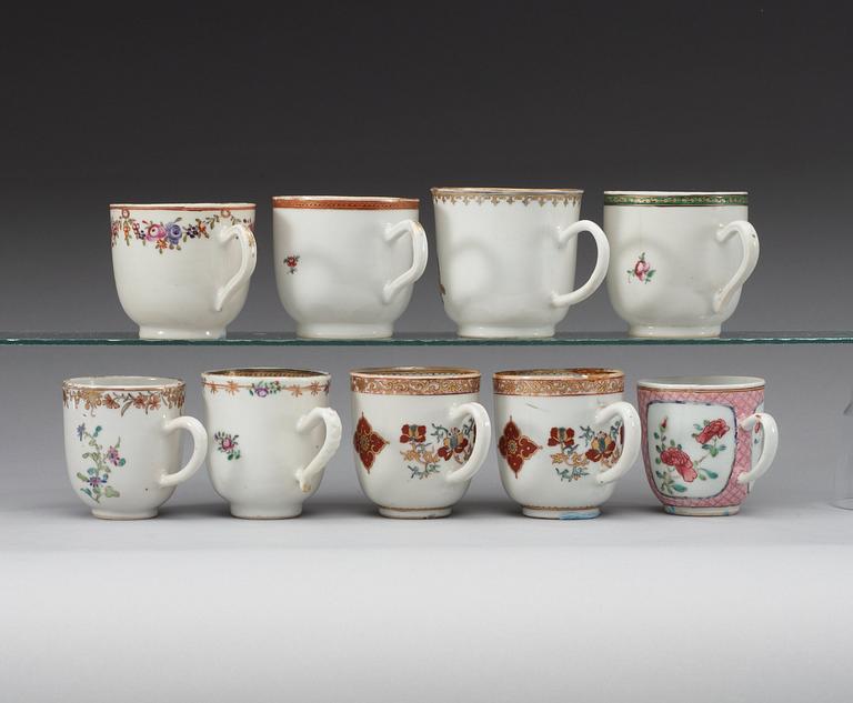 A set of nine armorial cups, Qing dynasty, Qianlong (1736-95).