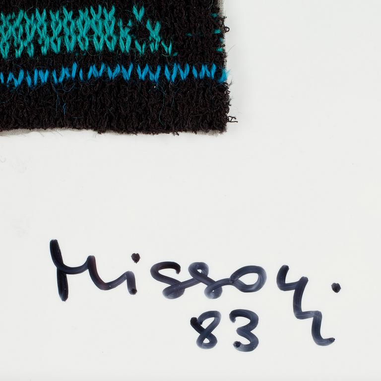 OTTAVIO MISSONI, stickad multipel, textil på plexiglas, sign, dat o numr 17/25, -83.