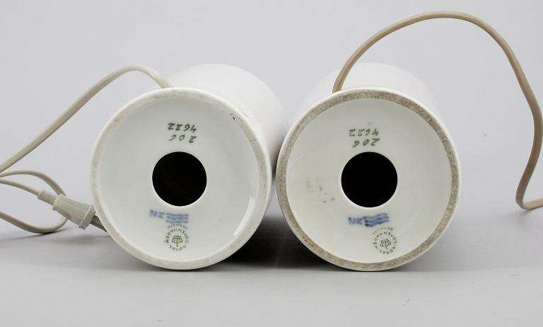 BORDSLAMPOR, ett par, Royal Copenhagen, 1900-tal.