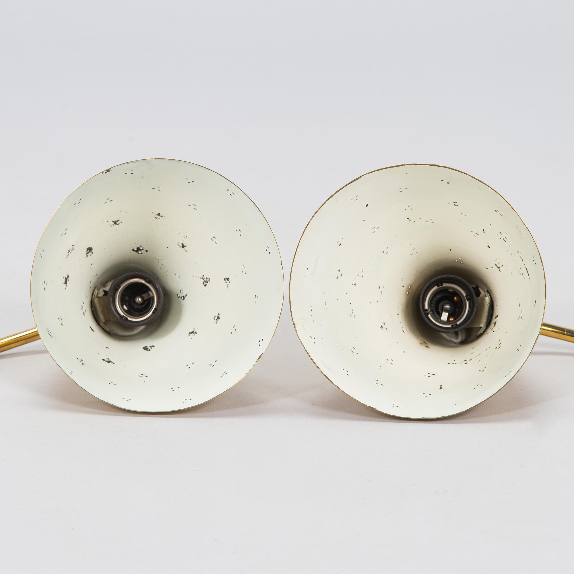 Lisa Johansson-Pape, a pair of mid-20th century '3055' wall lights for Stockmann Orno. Finland.