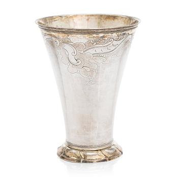 A Swedish parcel-gilt silver wedding-beaker, maker's mark of Petter Åkerman, Stockholm 1760.