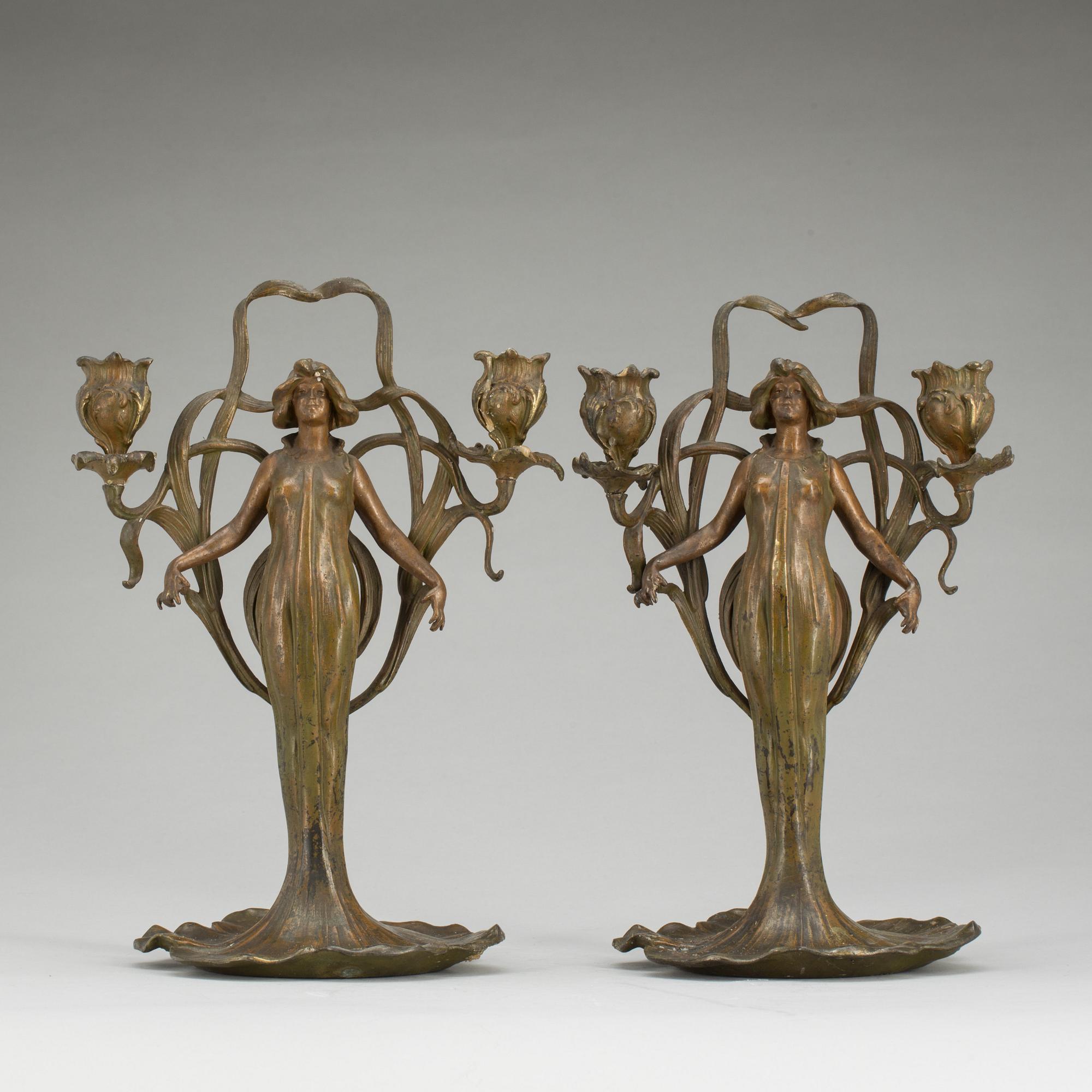 KANDELABRAR, ett par, Jugend.