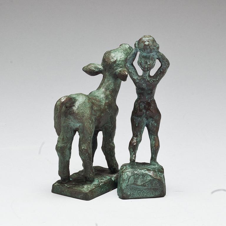 SIGGE BERGGREN, skulpturer, 2 st. Brons, signerade.