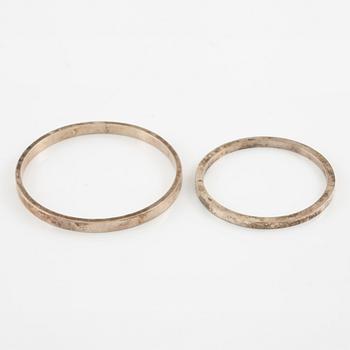 Lars Arby, five arm rings, sterling silver, Gothenburg 1963, 1967 and 1969.