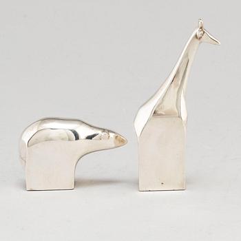 GUNNAR CYRÉN, two silver plated figurines Dansk Design Japan later part of the 20th century.