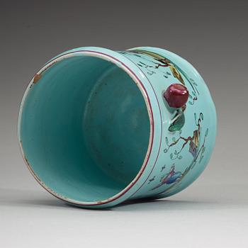 A German faience flower pot, presumably Kiel, 1758-87.