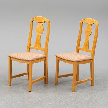 MATBORD samt 6 st STOLAR, björk, 1900-talets andra hälft.