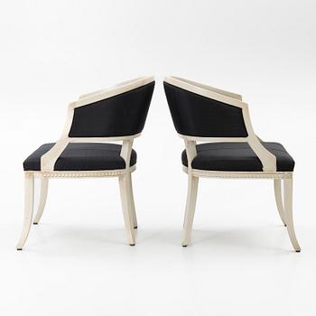 A pair of late Gustavian style armchairs, second half of the 20th century.