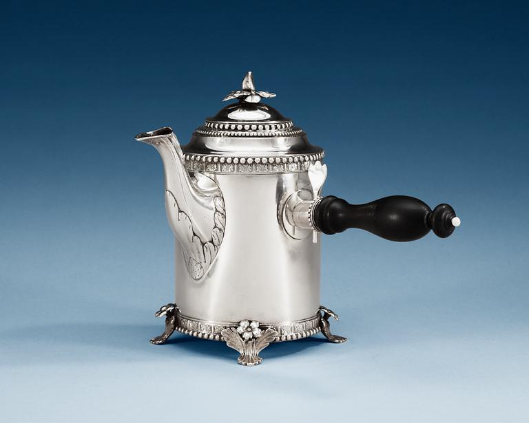 A SWEDISH SILVER COFFEE-POT, Makers mark of Anders Hafrin, Gothenburg 1788.