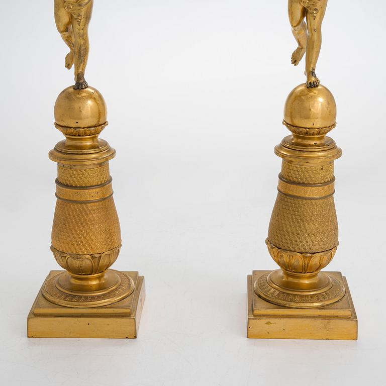 A pair of Charles X four-light candelabra, France, around 1820.