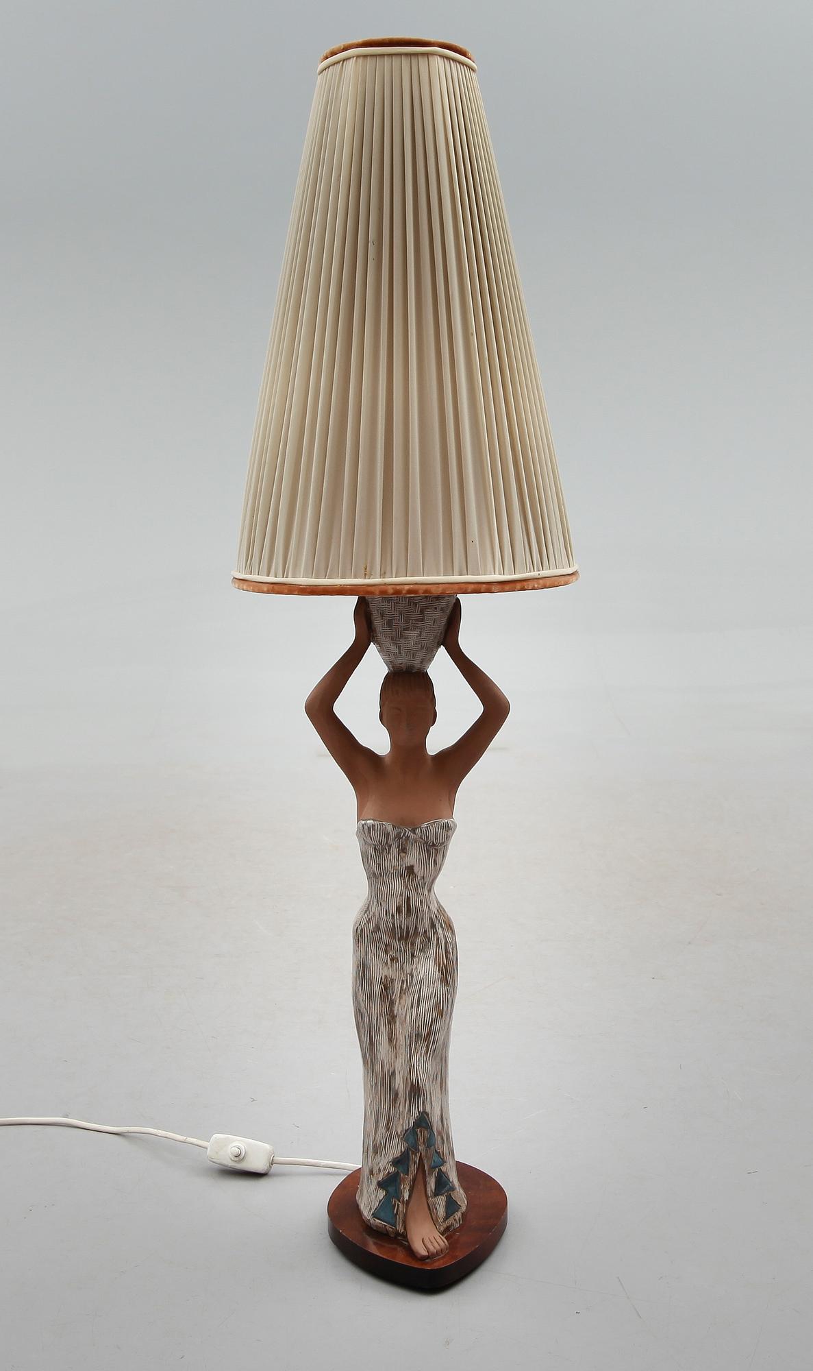 BORDSLAMPA, keramik, signerad Rosberg, 1900-talets mitt.