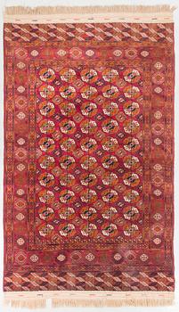 MATTA, semiantik, bochara Turkmen, ca 268+9 cm slätväv/sida x 188 cm.