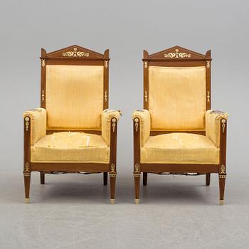 A pair of easy chairs, early 20th century.