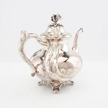 AG Dufva coffee pot, nickel silver, neo-rococo mid/second half of the 19th century.