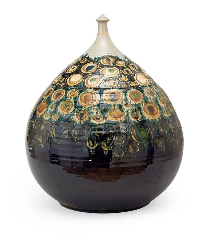 A Björn Wiinblad glazed ceramic jar and cover, Denmark 1972.