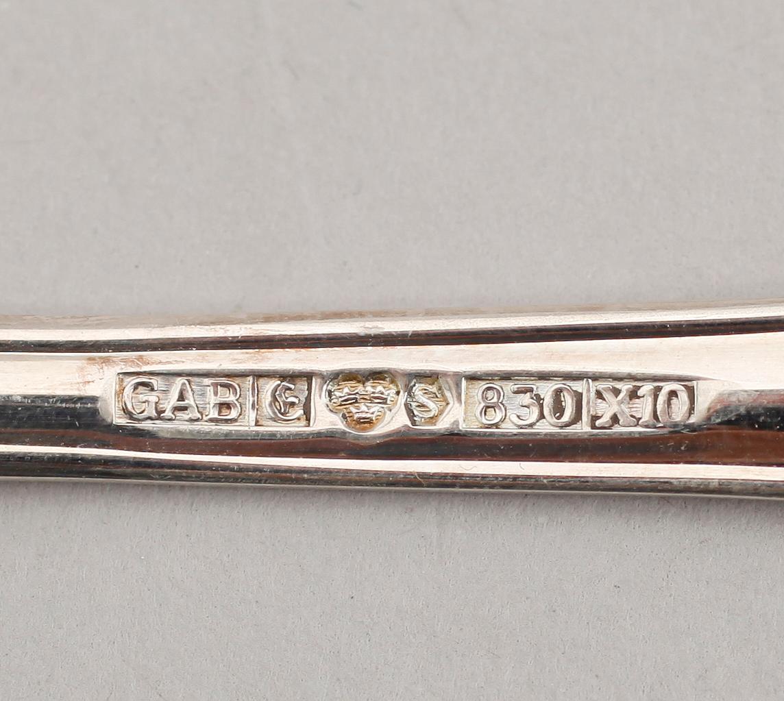 BESTICK, 28 delar, silver, "Svensk rund", GAB, sent 1900-tal. Vikt ca 1269 g.