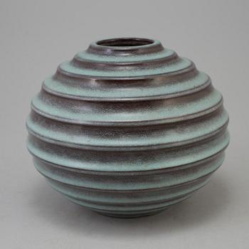 A vase designed by Ewald Dahlskog in 1930. Manufactured by Bo Fajans, Gävle.