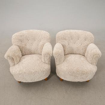 Armchairs a pair Swedish Modern 1940s.