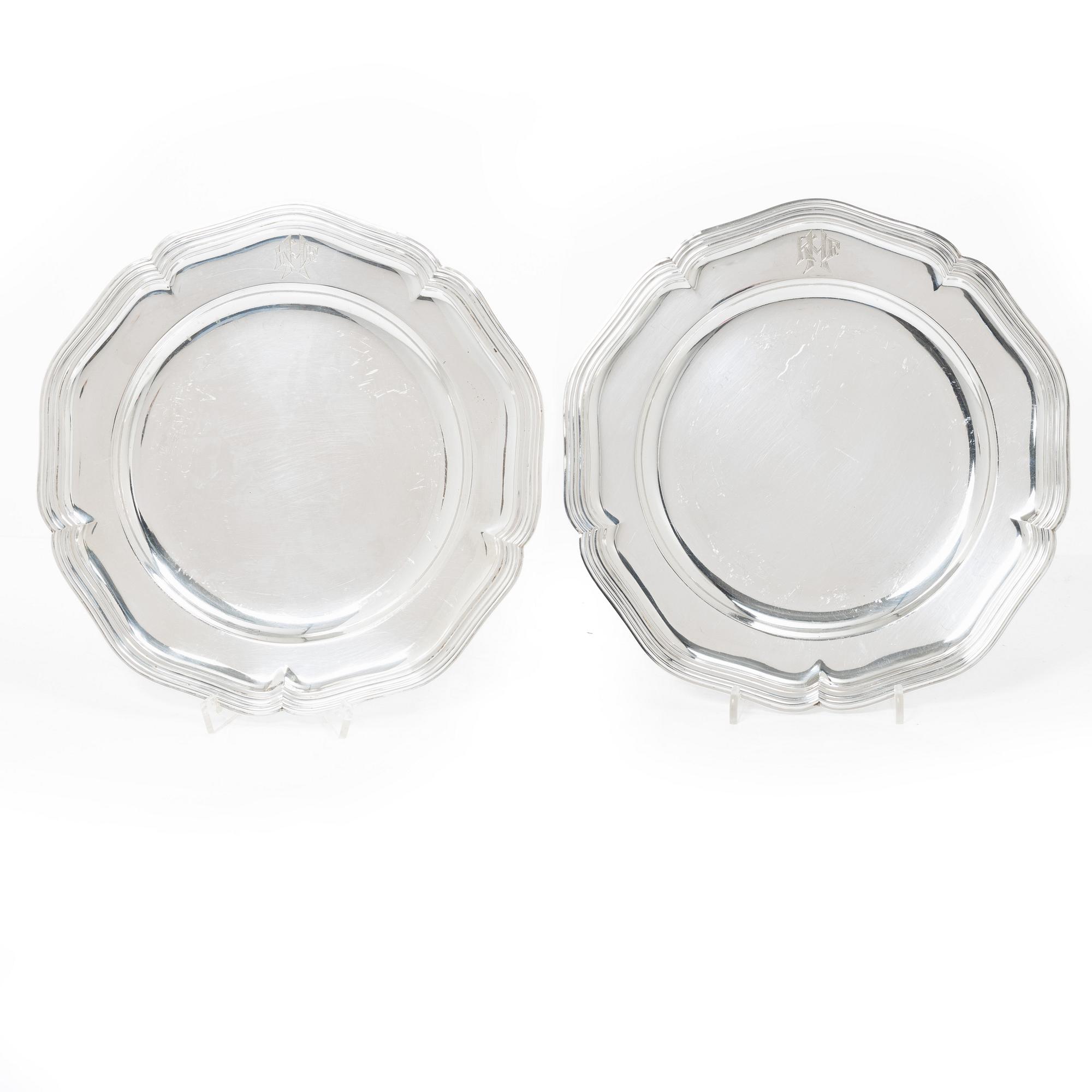 The Danish early 20th century silver plates, mark of Anton Michelsen, Copenhagen 1917-1918.