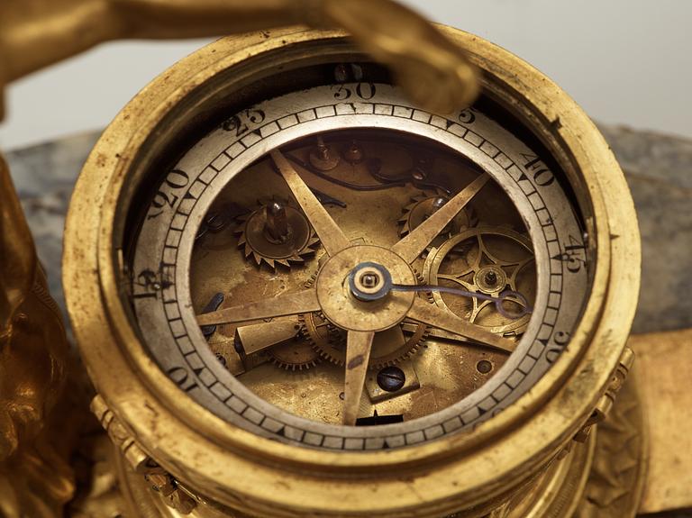 A Louis XVI 18th Century mantel clock with the family Golitsyn's arms and the Polish Order of the White Eagle.