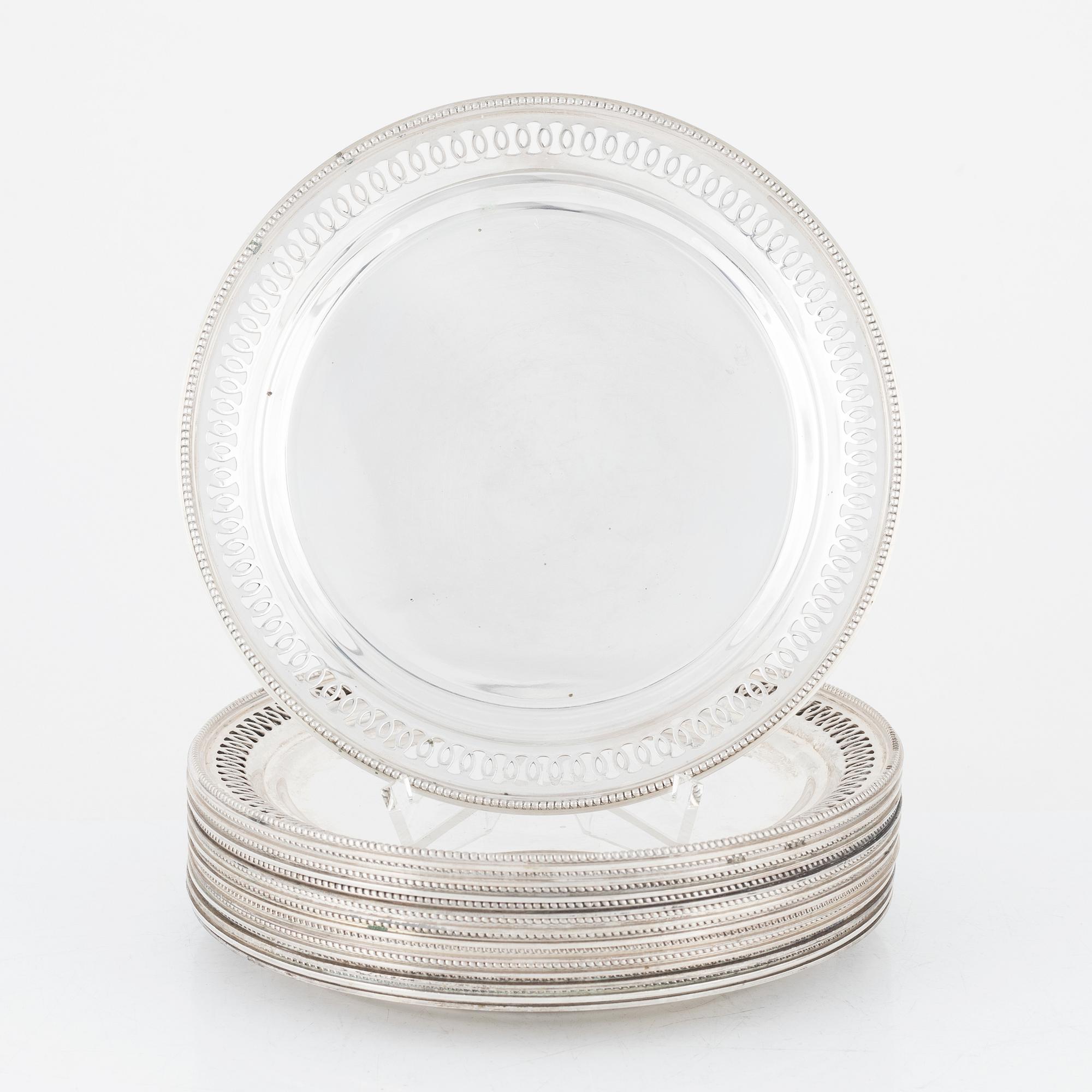 Tallrikar, 12 st, silver.