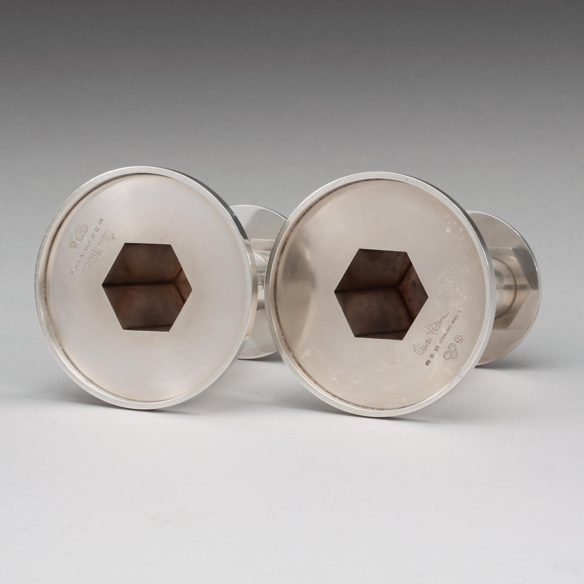 WIWEN NILSSON, ljusstakar, ett par, Lund 1962, sterling.