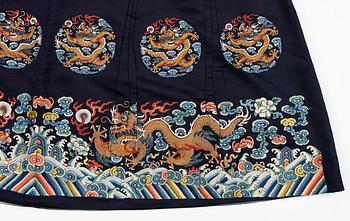 A midnight blue silk 'Chao Pao'/ceremonial robe, Qing dynasty, 1850's.