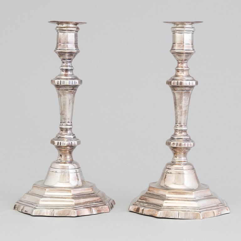 A pair of silver plated candlesticks, France, second half of the 18th century.