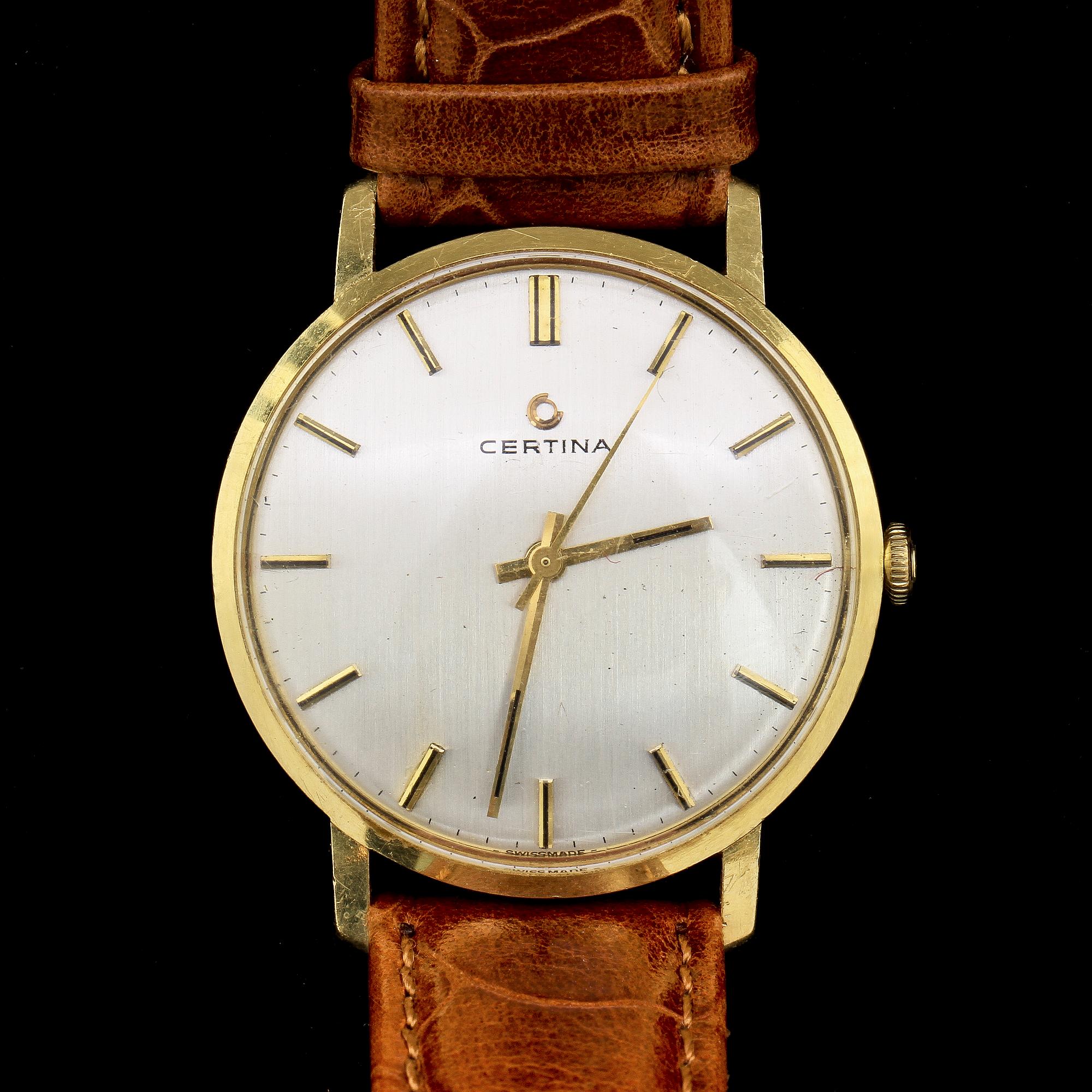 HERRARMBANDSUR, 2 st, Omega samt Certina delvis 18k guld. 1900-tal.
