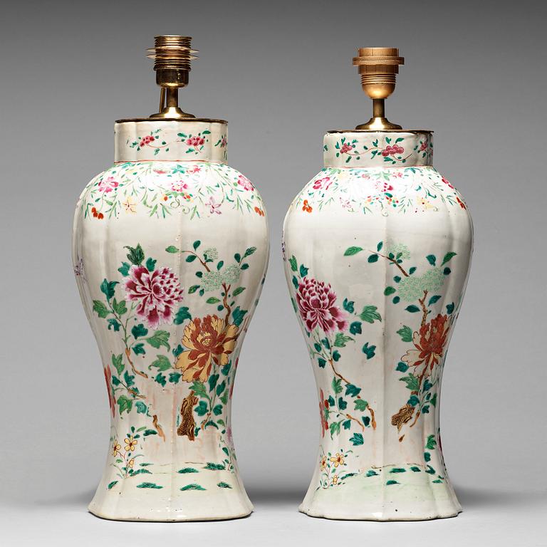 A pair of large famille rose vases, Qing dynasty, Qianlong (1736-95).