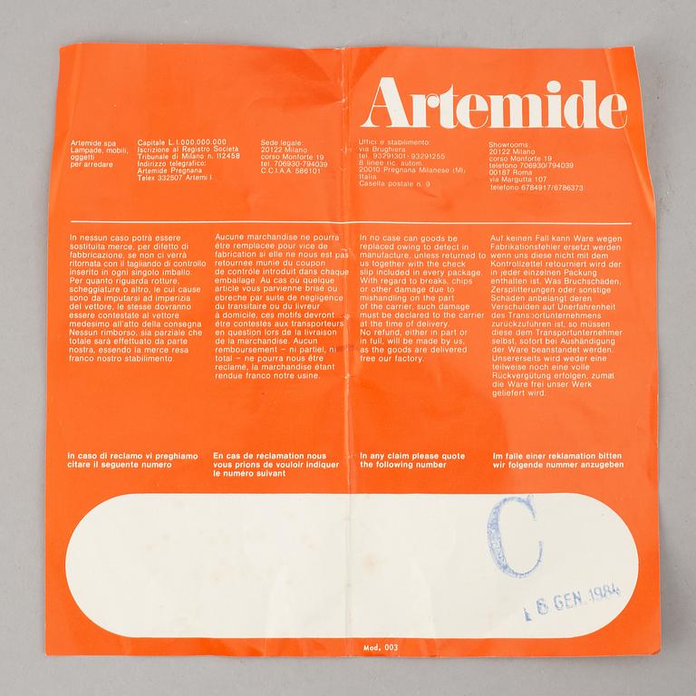 Ernesto Gismondi, a metal 'Sintesi' ceiling light for Artemide, 1980's.