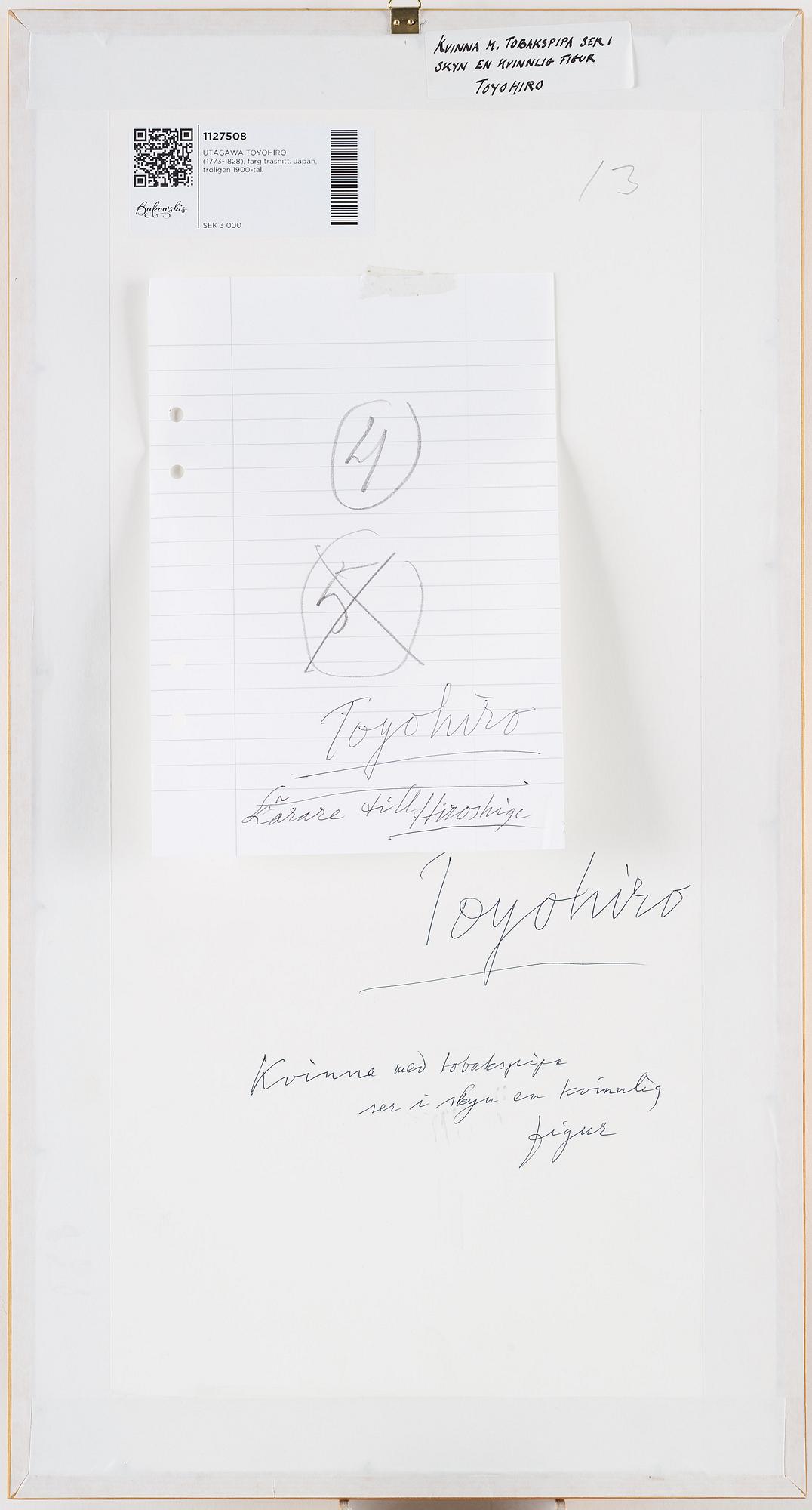 UTAGAWA TOYOHARU (1735–1814), after, color woodblock print. Japan, presumably 20th century.